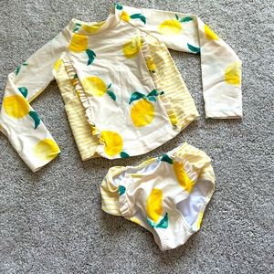 Yellow Jessica Simpson Long Sleeve Rash Guard 2-Piece in 2T